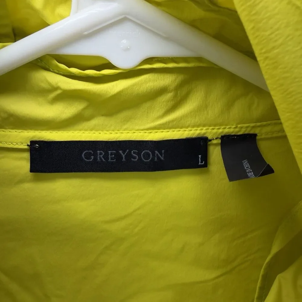 Greyson Newago Pac Lite Hooded Jacket Mens Large Yellow 1/4 Zip Packable Golf